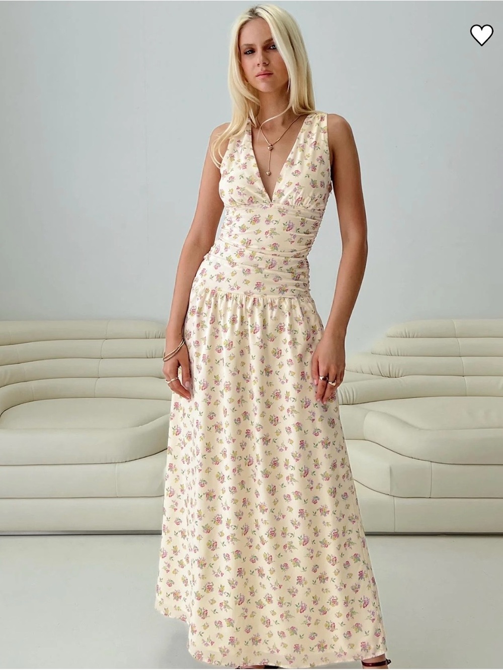 Princess Polly V-Neck “Esthie” Maxi Dress - Butter Yellow Floral